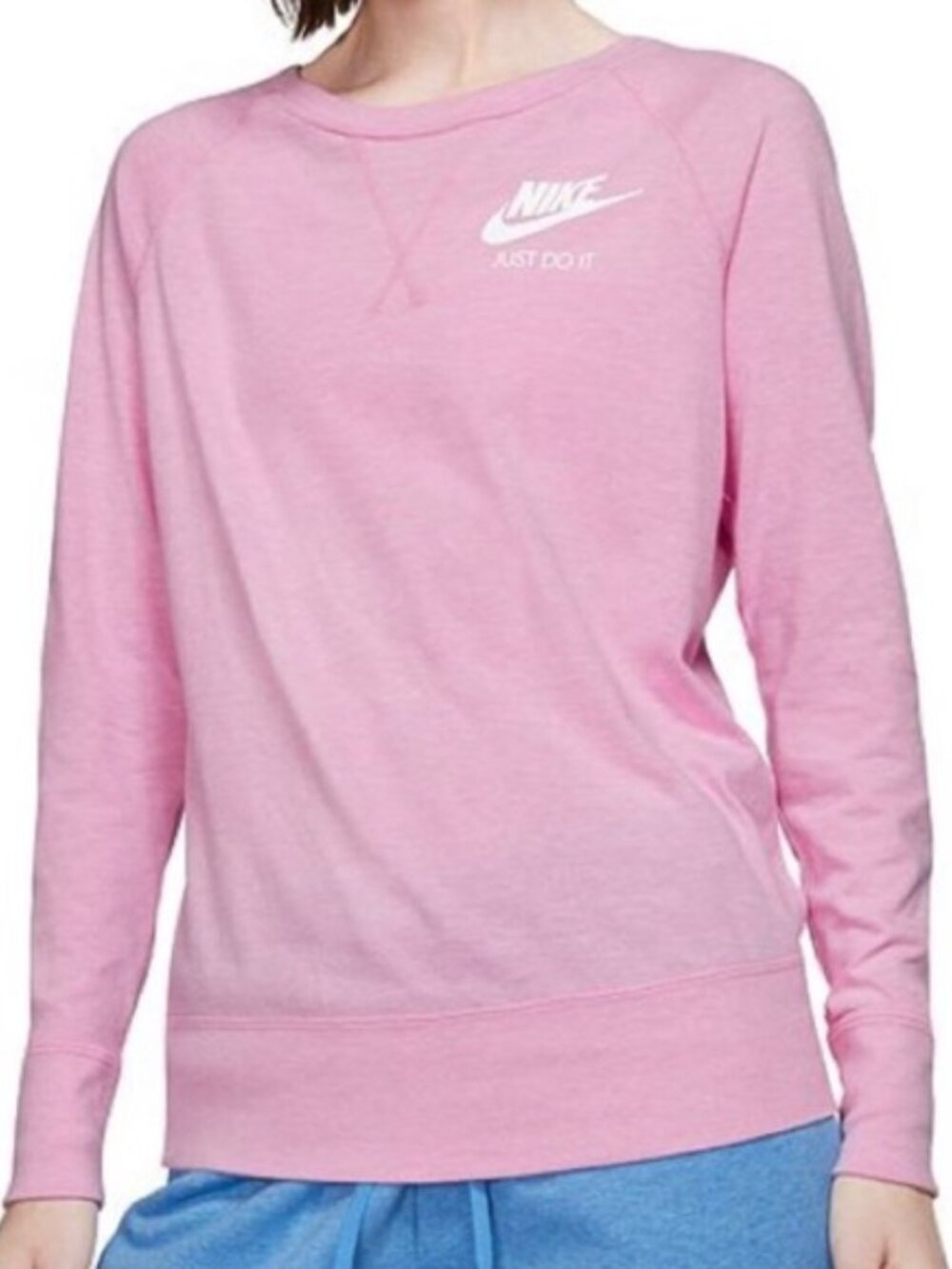 Nike Women's Pink Club Fleece Crew Neck Casual Pullover Sweatshirt Size M